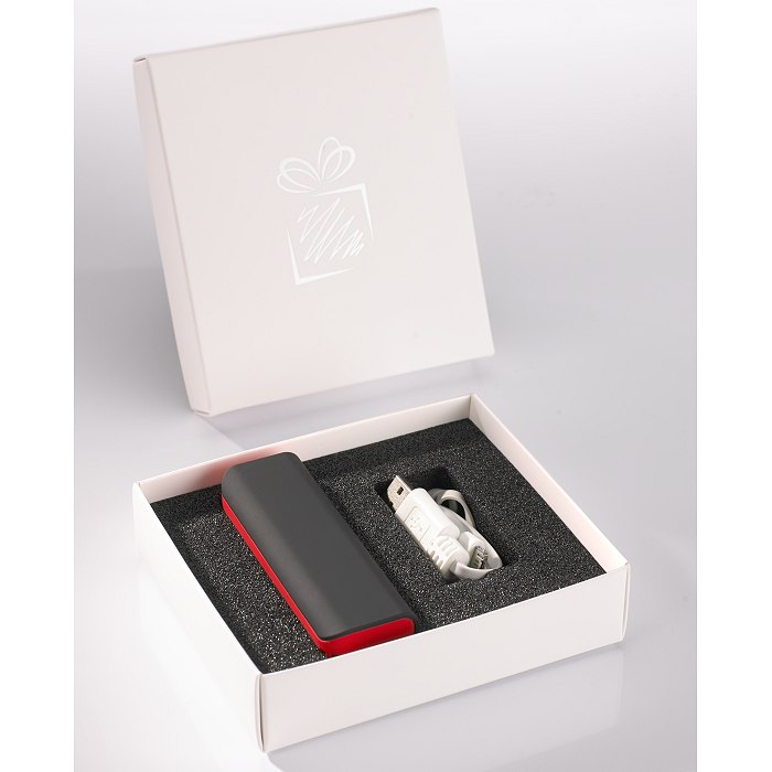 Power bank in white box packaging