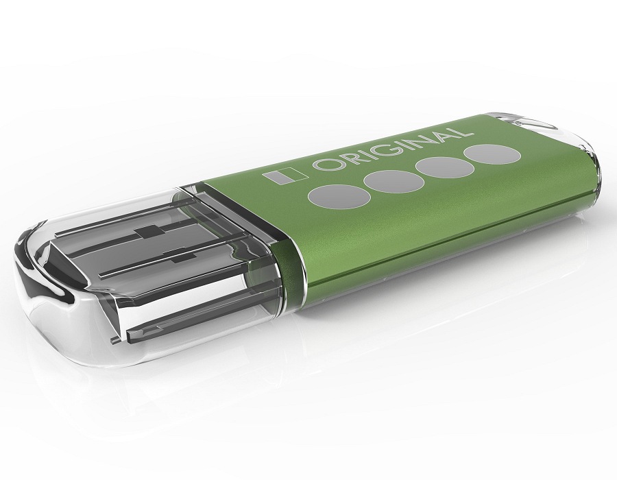 Branded USB drives green laser engraved