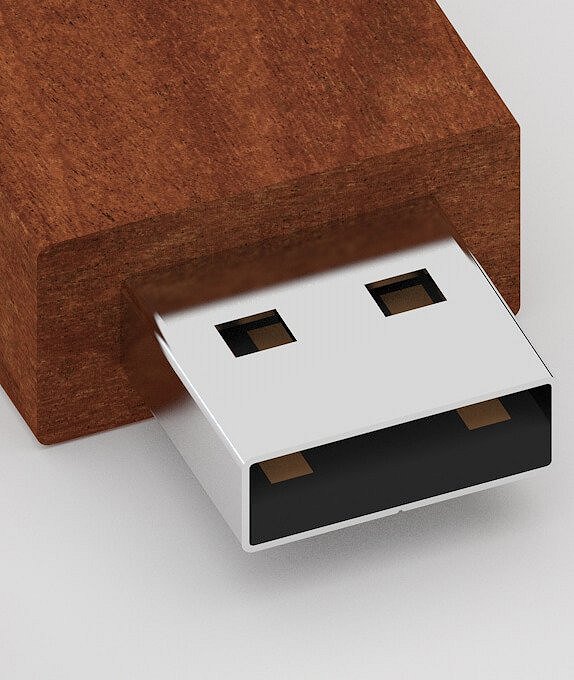 Branded USB Flash Drive in Maple Walnut or Bamboo Wood connector