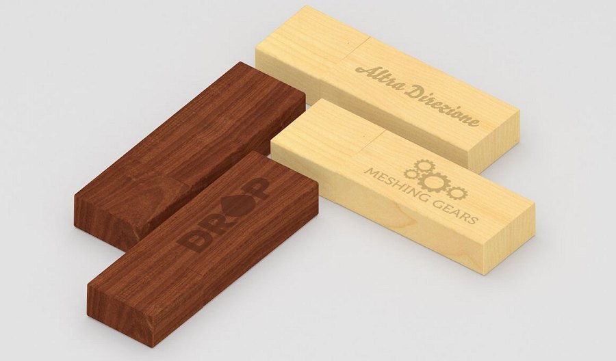 Branded USB Flash Drive in Maple Walnut or Bamboo Wood like tiles