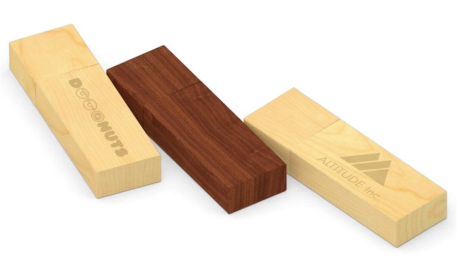 Branded USB Flash Drive in Maple Walnut or Bamboo Wood