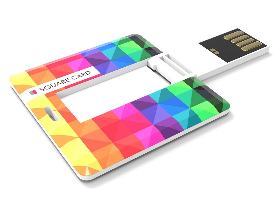 Square printed business card style USB stick