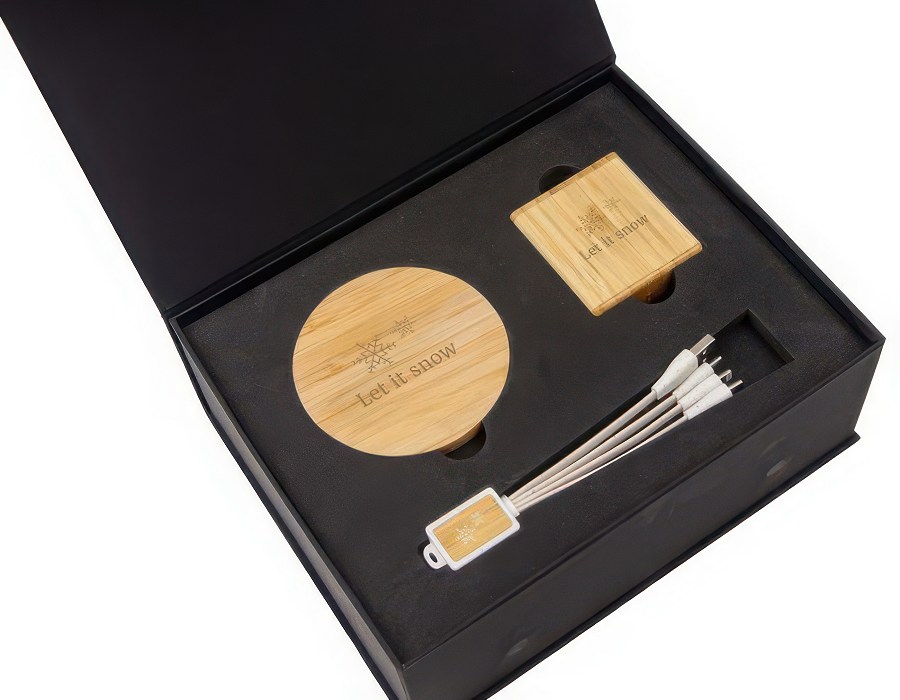 Xmas gift version of the Branded XL Bamboo Tech Gift Set